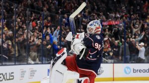 Latvijas hokeja rokstārs. Foto: Aaron Doster-USA TODAY Sports